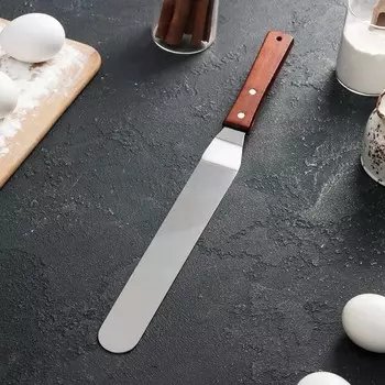 Кондитерская лопатка - палетка, изогнутая, 36 см, рабочая часть 24 см, коричневая