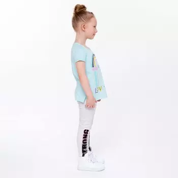 Лосины для девочек, цвет белый меланж, рост 128-134 см