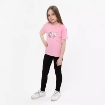 Лосины для девочки, цвет черный/лиса, рост 140