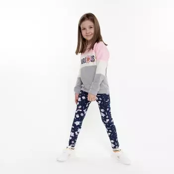 Лосины для девочки, цвет синий, рост 98