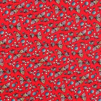 Ткань для рукоделия, мелкий цветочек на красном хлопке, лоскут 50 50 см