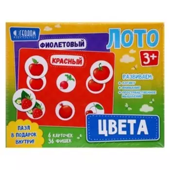 Лото «Цвета», 6 карточек, 36 фишек