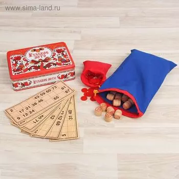 Лото русское, деревянное "Узоры", настольная игра, с бочонками
