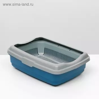 Лоток большой с сеткой и бортиком Atlantis «Стандарт», 433312.5 см, синий