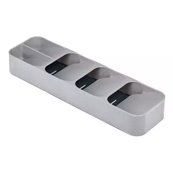 Лоток для хранения столовых приборов 39,8x11,4x5,8 см, пластик, серый