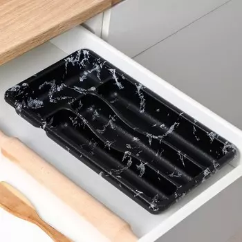 Лоток для столовых приборов BARONESS «Пегас», 36205 см, 4 отделения, пластик, чёрная