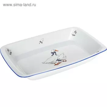 Лоток прямоугольный Bernadotte, декор «Гуси», 39 см