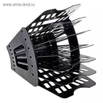 Лоток-веер для бумаг, 7 секций, 6 отделений, чёрный