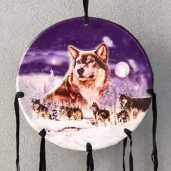 Ловец снов 2 "Стая волков на снегу" круг d=16 см