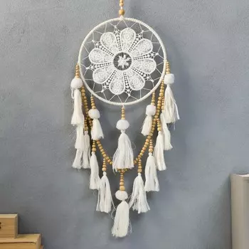 Ловец снов "Кружевной с бусинами и кисточками" МИКС 65х20 см