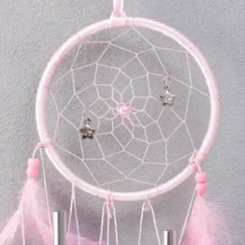 Ловец снов+музыка ветра 4 трубочки "Паутинка с звёздочками" d=13 см МИКС 47 см