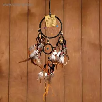 Ловец снов "Пять колец" чёрный 14х0,5х40 см