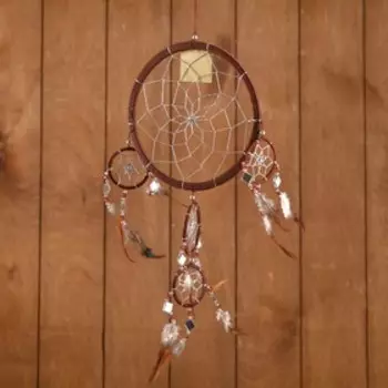 Ловец снов "Пять колец" коричневый 25х0,5х50 см