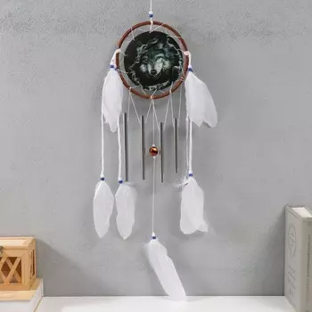 Ловец снов амулет с музыкой ветра «Волк», 4 трубки, 7015.72 см