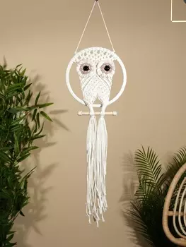 Ловец снов "Сова" 22х80 см. светлый глаз