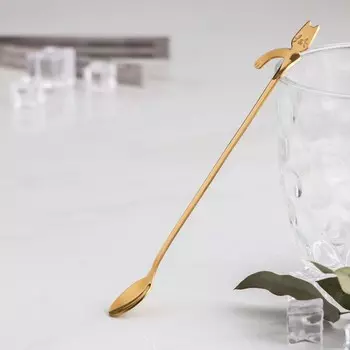 Ложка барная из нержавеющей стали Magistro «Котик», 20×3,3×1,5 см, цвет золотой