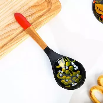 Ложка деревянная «Чернушка», салатная, 621, хохлома