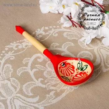 Ложка «Цветы» полубаская, городецкая роспись, микс