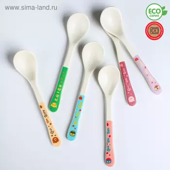 Ложка детская для кормления из бамбука, форма круг, цвет МИКС