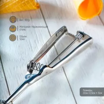 Ложка для мороженого Доляна, 22 см, 50 мл, хромированная