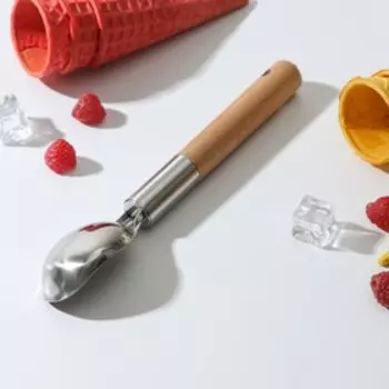 Ложка для мороженого Доляна «Валдай», 214,32,5 см, нержавеющая сталь, цвет бежевый, хромированный