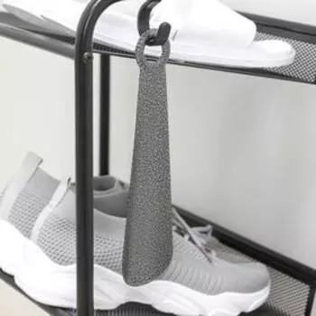 Ложка для обуви Доляна, с кольцом, металлическая, 225 см, покрытие антик серебро