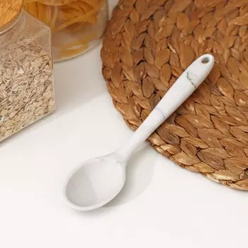 Ложка гарнирная Доляна «Мрамор», силикон, 20,54,3 см, цвет белый