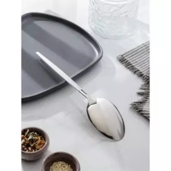 Ложка гарнирная из нержавеющей стали Magistro «Грэйс», h=27,5 см, цвет ручки белый, цвет головы серебряный