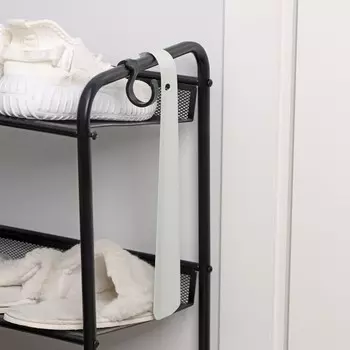 Ложка-рожок для обуви с крючком, 31,5 см, цвет серый