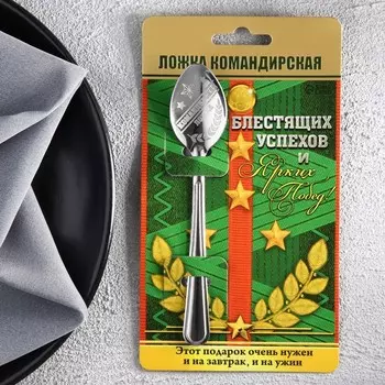 Ложка чайная с гравировкой «Командирская Ложка», на подарочной открытке, 314 см