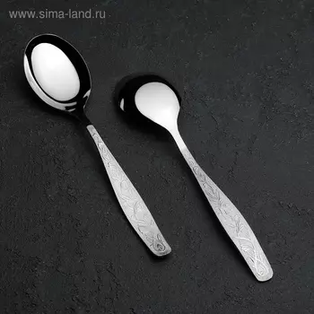 Ложка столовая «Уралочка», длина 19,5 см, толщина 2 мм, цвет серебряный