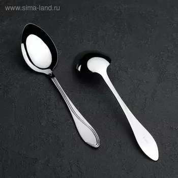 Ложка столовая «Волна», длина 19,5 см, толщина 2 мм, цвет серебристый