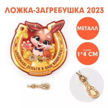 Ложка-загребушка «Поймаю деньги в ваш кошелек», металл, 1 х 4 см