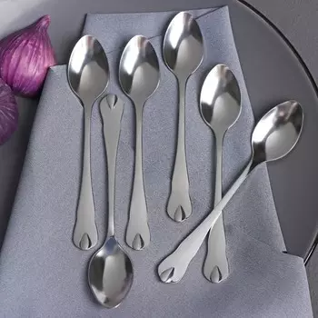 Набор чайных ложек Доляна «Капля», 15 см, 6 шт., нержавеющая сталь, серебристый