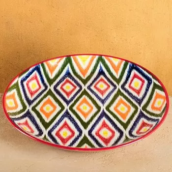 Ляган узбекский Риштанская Керамика «Атлас», d=36 см, МИКС