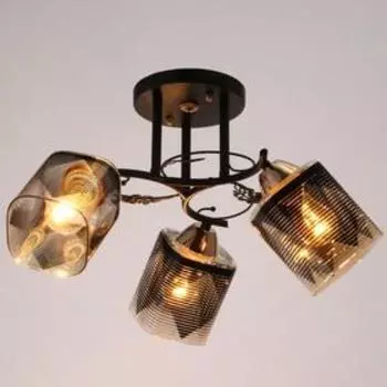 Люстра 10101/3 3х60Вт Е27, черный/янтарный, 50х50х28 см