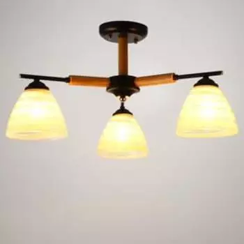 Люстра 1087/3BK 40Вт Е27 черный-светлое дерево 52х52х28 см BayerLux