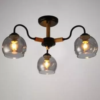 Люстра 1088/3BK 40Вт Е27 черный-светлое дерево 52х52х28 см BayerLux