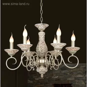Люстра 1141-6P Gesso 6xE14, 60W античный белый 62x62x45 см
