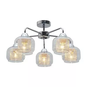 Люстра ЭкономСвет 12136/5CR CL+CR, E14 5x60Вт, цвет хром