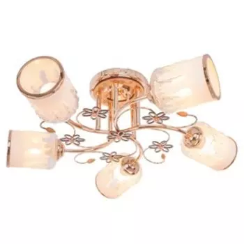 Люстра 1421YX/5FGD WT, 5x40Вт E27, цвет золото, бежевый