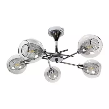 Люстра ЭкономСвет 20105/5CR CL+CR, E14 5x60Вт, цвет хром