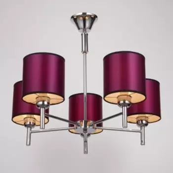 Люстра ЭкономСвет 38014/5 5х60W E14 LED хром/пурпурный 61х61 см