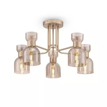 Люстра 40Вт, 5хE14, 33x58 см, матовое золото