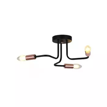 Люстра, 40Вт, E14, 52x52x15,5 см, цвет чёрный, золотой