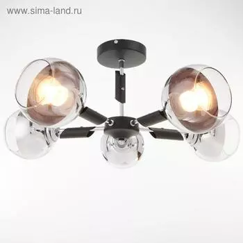 Светильник потолочный ЭкономСвет 40264/5BK CL, 5х60Вт, E27, 25х63х63 см, цвет чёрный