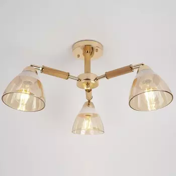 Люстра, 60Вт, E27, 58x58x27 см, цвет золотой