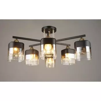 Люстра, 60Вт, E27, 62x62x28 см, цвет чёрный, золотой