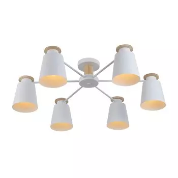 Люстра, 60Вт, E27, 78x78x26 см, цвет белый, дерево