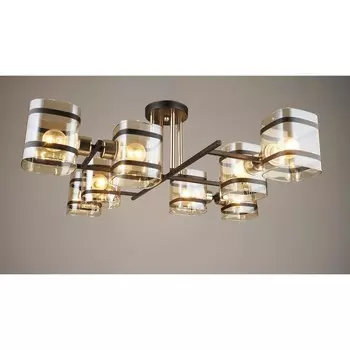 Люстра, 60Вт, E27, 81x81x24 см, цвет чёрный, золотой